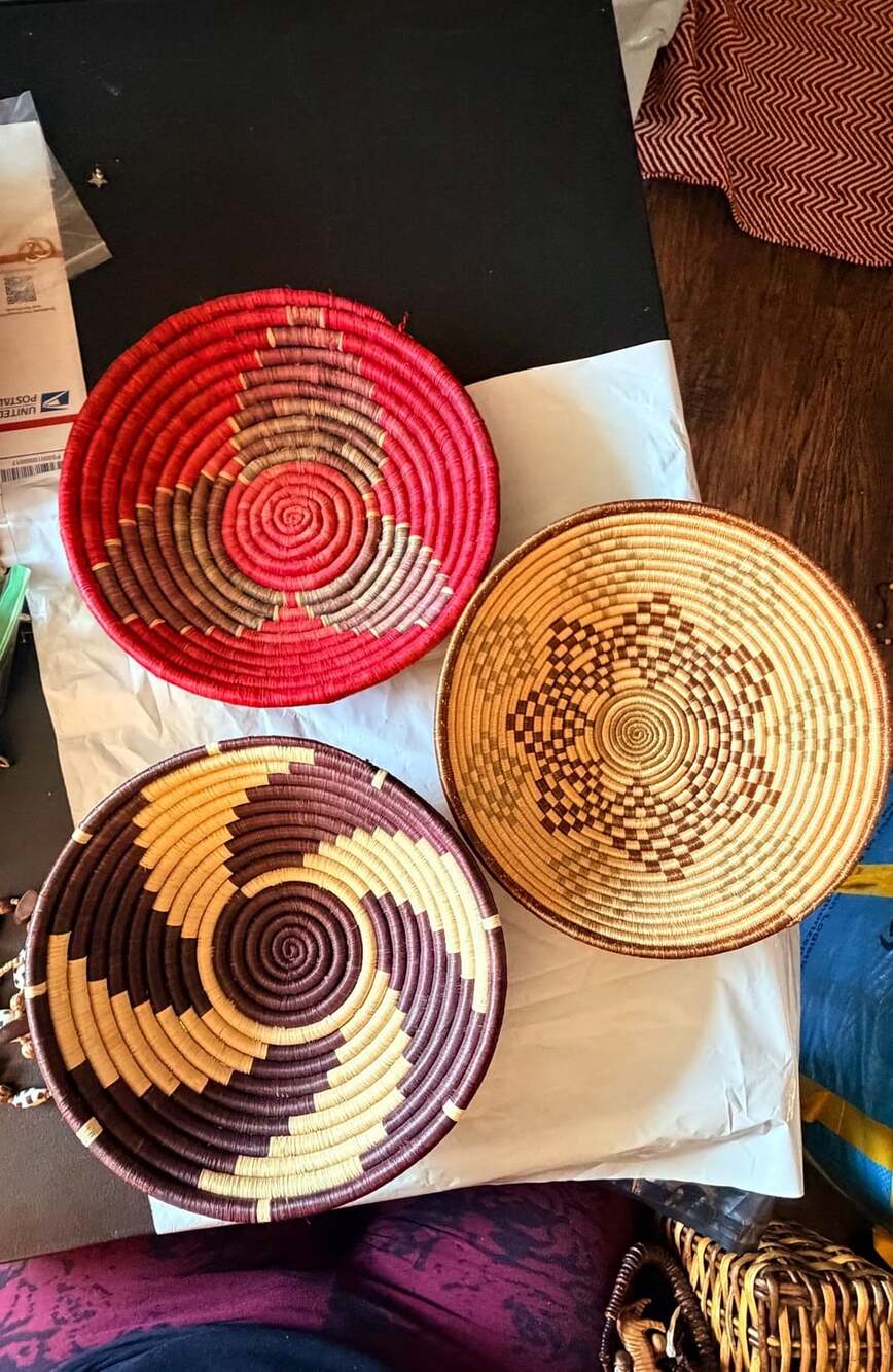 Set of 3 Handwoven African Rwanda Sisal Decorative Bowls